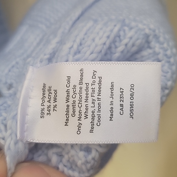 TALBOTS SWEATER LONG SLEEVE MIXED CABLE KNIT WOOL BLEND BLUE SIZE MEDIUM - Picture 5 of 5